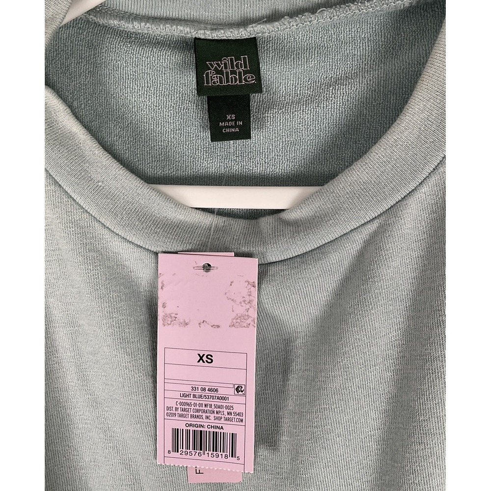 NWT Wild Fable Women's‎ Terry Knit Babydoll Sweatshirt Dress Light Blue XS - Picture 3 of 3